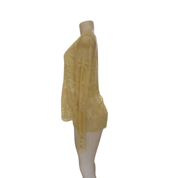 Sundance Yellow Sheer Lace Peplum Top XS Rayon/Spandex - Picture 3 of 5